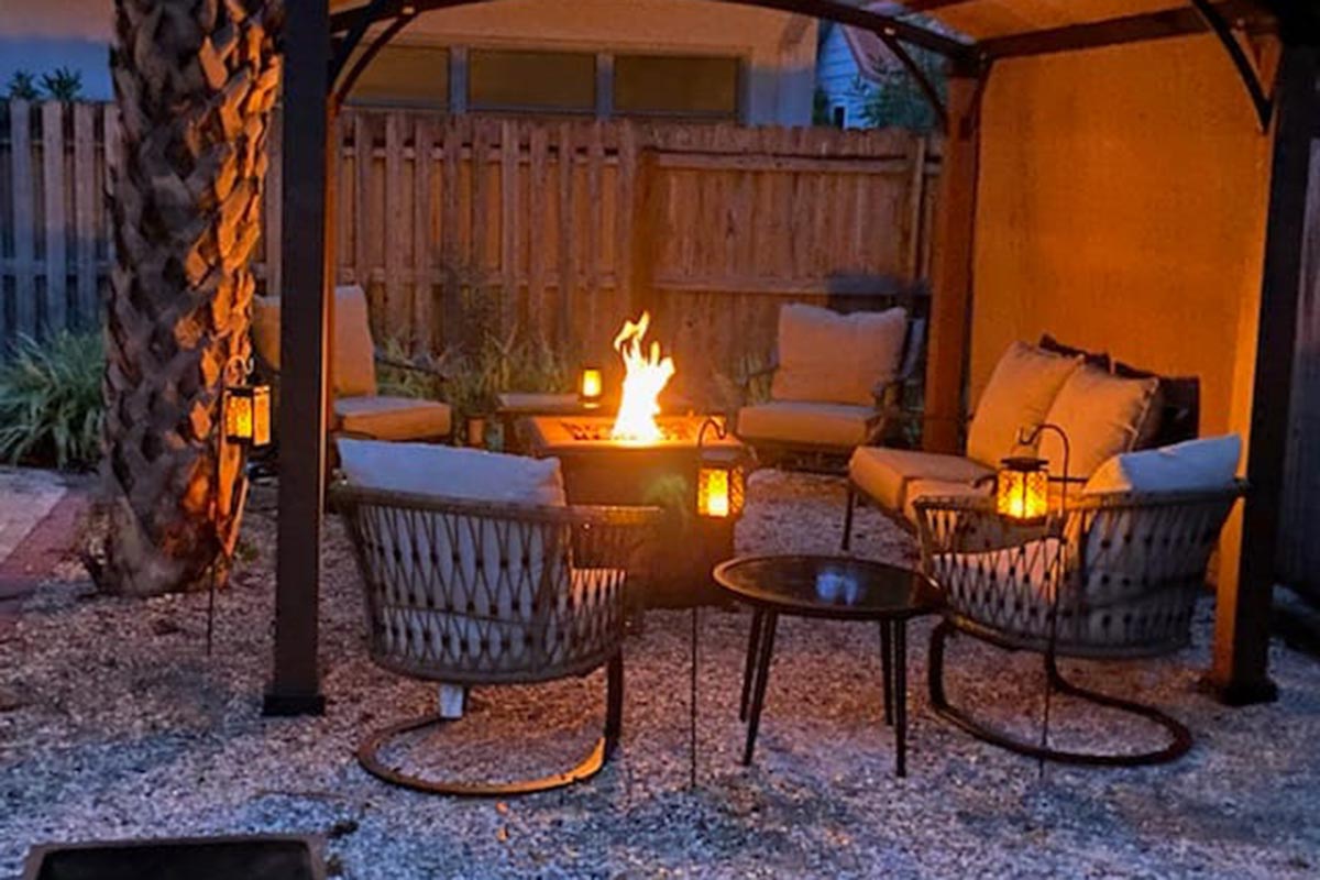 Outdoor fire pit at the Men's House